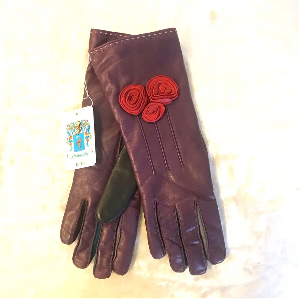 Portolano Rosebud Multi Colored Leather Gloves